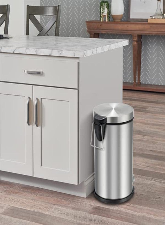 Mr. Bin Stainless Steel Dustbin | Plain Pedal Bin with Plastic Bucket and Lid | SS 202 7" x 11" Garbage Bin | Step On Trash Can | Round Shape Dustbin for Home, Bathroom, Kitchen & Office | 5 Liter | - Image 3